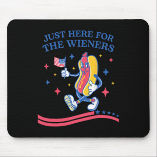 I'm Just Here For The Wieners Funny Fourth Of July Mouse Pad