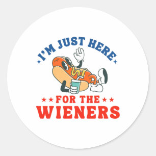 I'm Just Here For The Wieners Hot Dog Patriotic 4t Classic Round Sticker