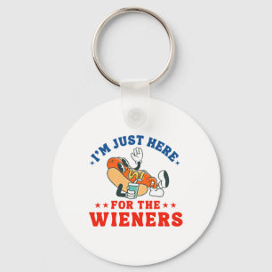 I'm Just Here For The Wieners Hot Dog Patriotic 4t Key Ring