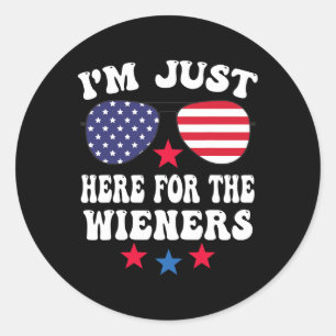 I'm Just Here For The Wieners Sungles American Fla Classic Round Sticker