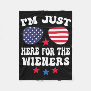 I'm Just Here For The Wieners Sungles American Fla Fleece Blanket