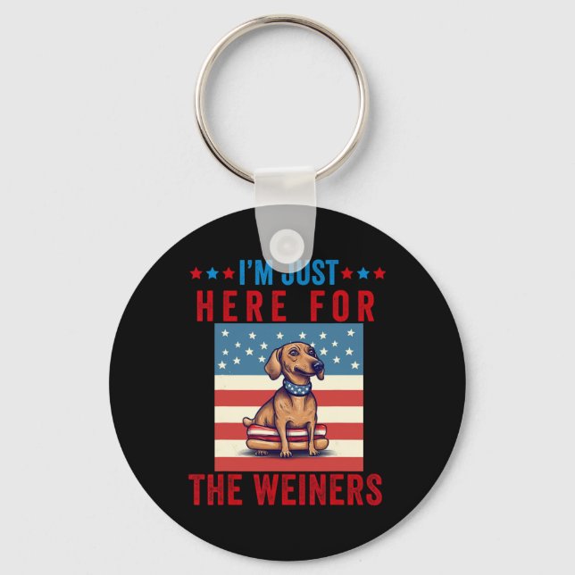I'm Just Here For Weiners Funny 4th July Hot Dog S Key Ring (Front)
