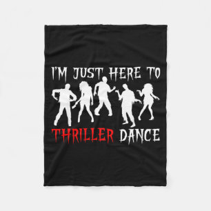 Im Just Here To Dance Funny Zombie Halloween Party Fleece Blanket