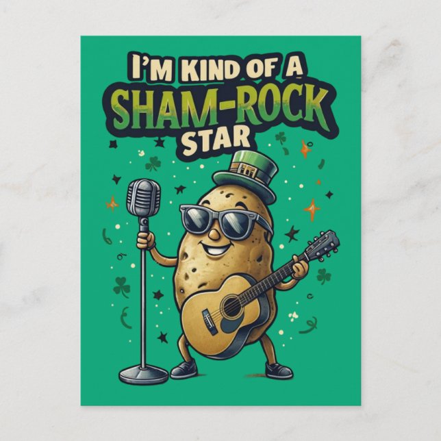 I'm Kind Of A Sham-Rock Star Funny Irish Holiday Postcard (Front)