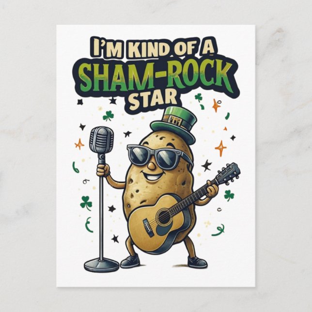 I'm Kind Of A Sham-Rock Star Funny Irish Holiday Postcard (Front)