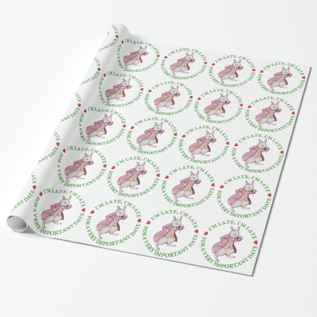 I'm Late, I"m Late, For a Very Important Date Wrapping Paper (Unrolled)