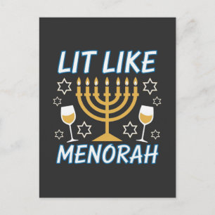 I'm Lit Like Menorah Hanukkah Jewish Menorah Holid Postcard