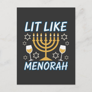 I'm Lit Like Menorah Hanukkah Jewish Menorah Holid Postcard