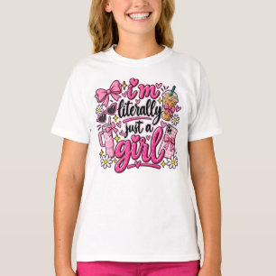 I'm Literally Just A Girl Pink Aesthetic Art T-Shirt