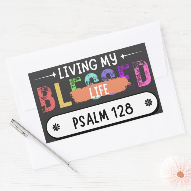 I'm Living My Blessedness Life Scripture Verse  Rectangular Sticker (Envelope)