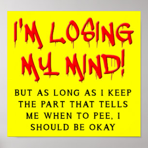 I'm Losing My Mind Funny Poster Sign