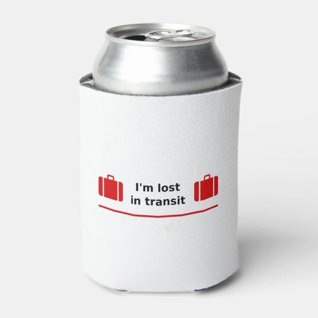 I'm Lost in Transit Double Suitcase Light-Colour Can Cooler (Can Front)