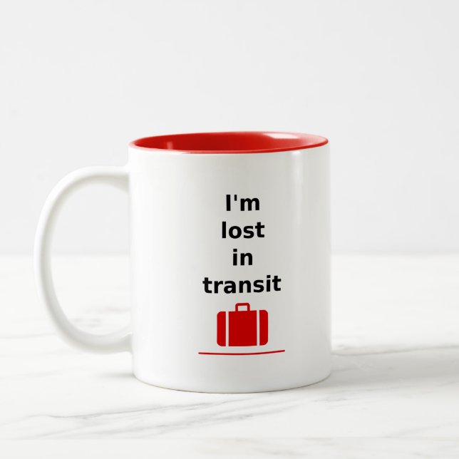 I'm Lost in Transit Travel Suitcase Light-Colour Two-Tone Coffee Mug (Left)