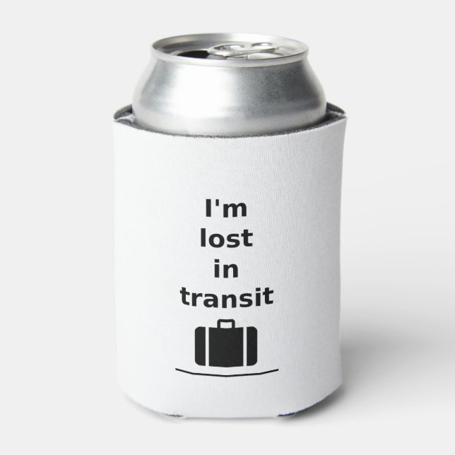 I'm Lost in Transit Travel Suitcase Light-Monotone Can Cooler (Can Front)