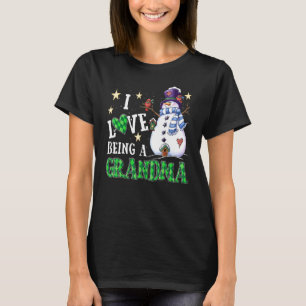 I'm Love Being A Grandma Buffalo Plaid Snowman Chr T-Shirt