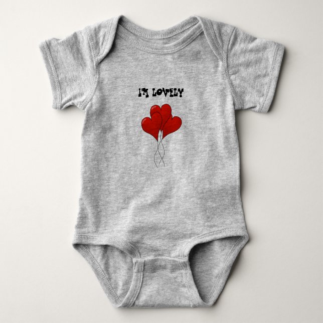 I'm Lovely Red Hearts Baby Bodysuit (Front)
