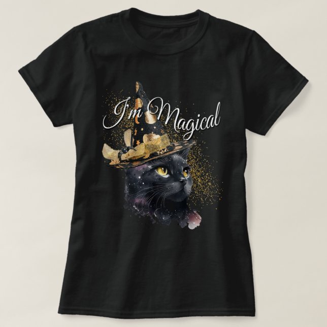 I'm Magical Black Cat Ladies Halloween T-Shirt (Design Front)