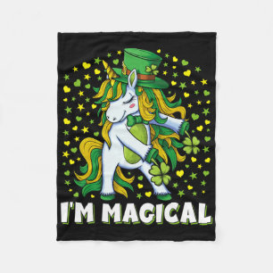 Im Magical Irish Flossing Unicorn Girls St Patrick Fleece Blanket