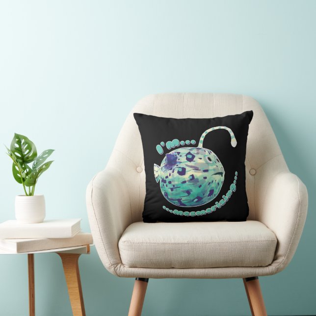 I'm Mesmerising... The puffer-lamp-fish realised. Cushion (Chair)