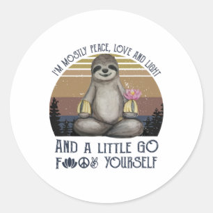 I'm Mostly Peace Love And Light Funny Vintage Yoga Classic Round Sticker