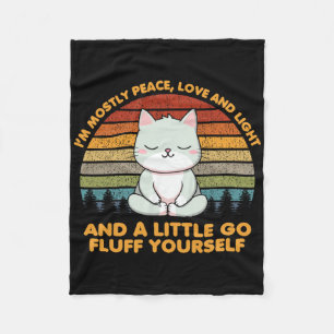 I'm Mostly Peace Love Funny Yoga Cat Pose Fleece Blanket
