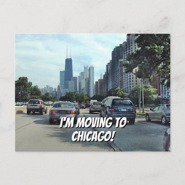 I'm Moving to Chicago Your Words and Photo Announcement Postcard (Front)