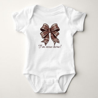 I'm new,chequered design baby bodysuit