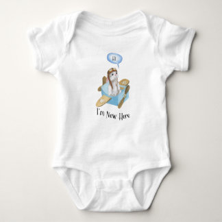 "I'm New Here New Born Clothes, Pilot Bunny Baby Bodysuit