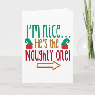 Im Nice Hes Naughty Elf Hat Holiday Card