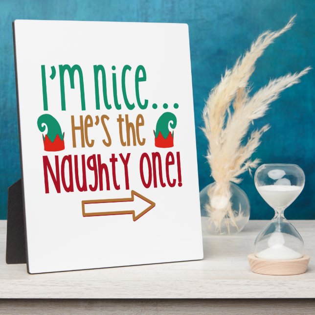 Im Nice Hes Naughty Elf Hat Plaque (Side)