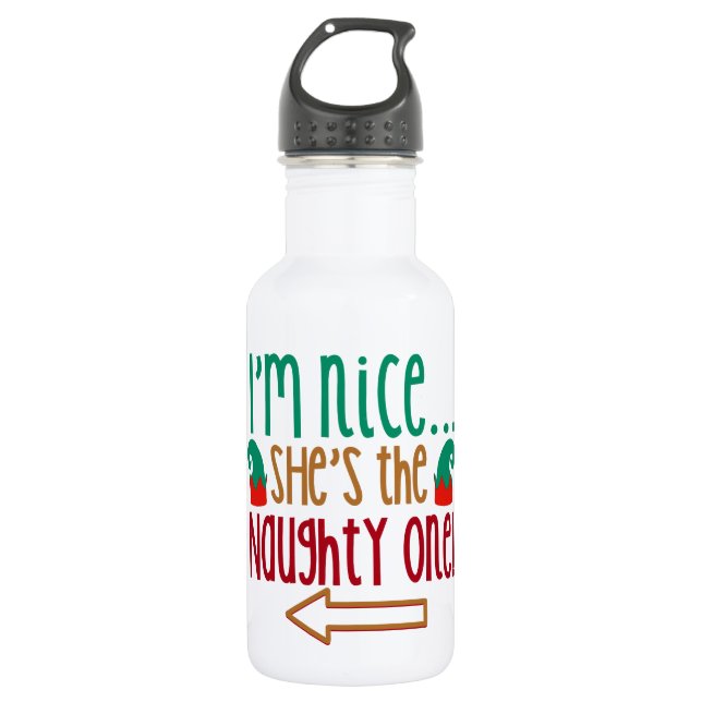 Im Nice Shes Naughty Elf Hat 532 Ml Water Bottle (Front)