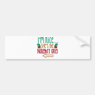Im Nice Shes Naughty Elf Hat Bumper Sticker