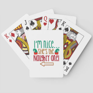 Im Nice Shes Naughty Elf Hat Playing Cards