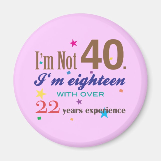 I'm Not 40 - Funny Birthday Gift Magnet (Front)