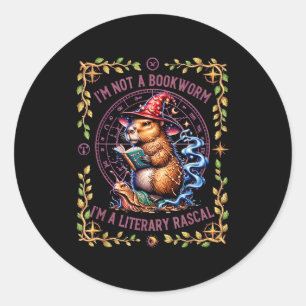 I'm not a bookworm i'm a literary rascal capybara classic round sticker