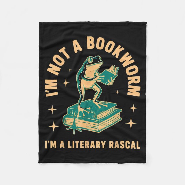I'm not a bookworm i'm a literary rascal frog  fleece blanket (Front)