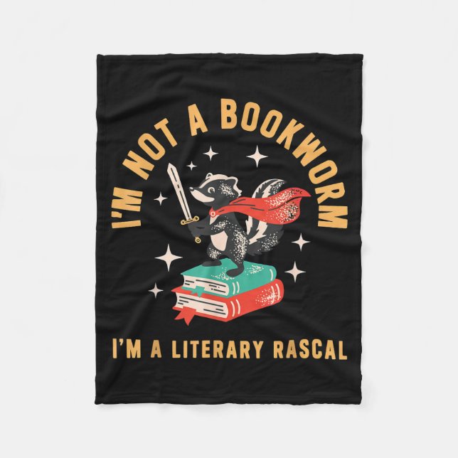 I'm not a bookworm i'm a literary rascal skunk  fleece blanket (Front)