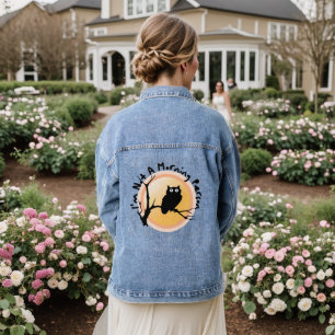 I'm Not A Morning Person funny owl quote Denim Jacket