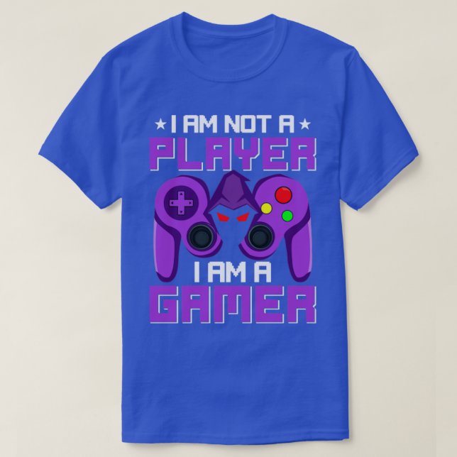 Im Not A Player Im A Gamer Purple Game Controller  T-Shirt (Design Front)