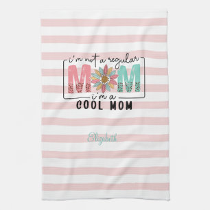 I'm not a regular Mum Pink Stripes  Tea Towel