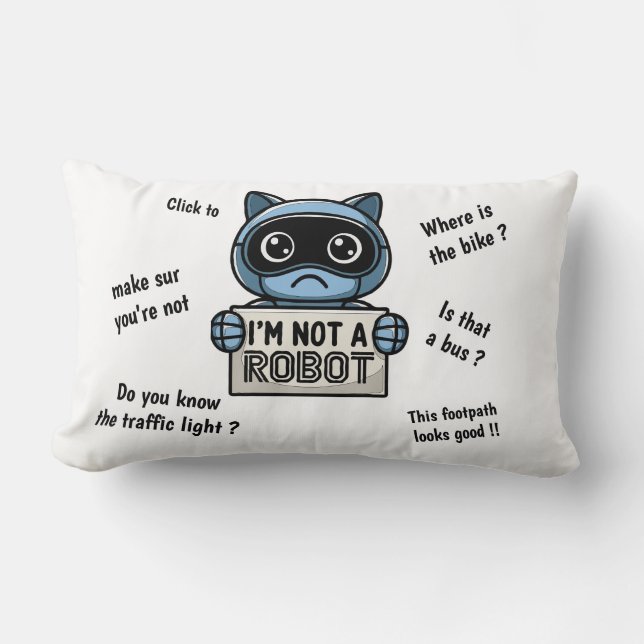 I'm not a robot cute cat lumbar cushion (Front)