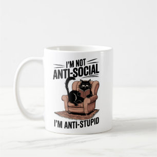 I'm Not Anti-Social, I'm Anti-Stupid Funny Cat Coffee Mug