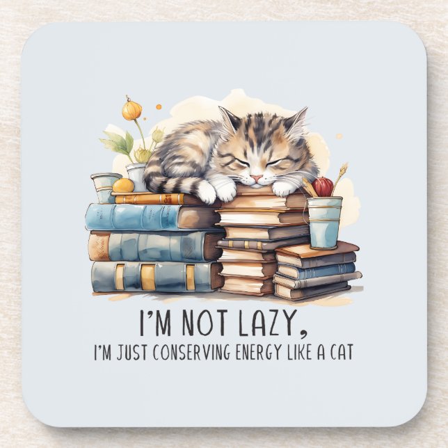 I'm Not Lazy Cute Cat Coaster (Front)