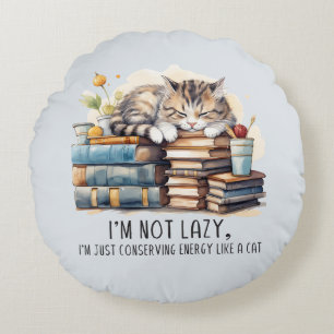 I'm Not Lazy Cute Cat Round Cushion