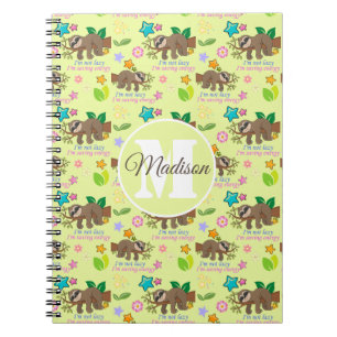 I'm Not Lazy Funny Sloth Quote Pattern Name Notebook