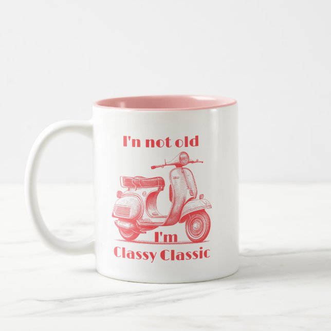 I'm not old I'm a classy classic cute motorbike Two-Tone Coffee Mug (Left)