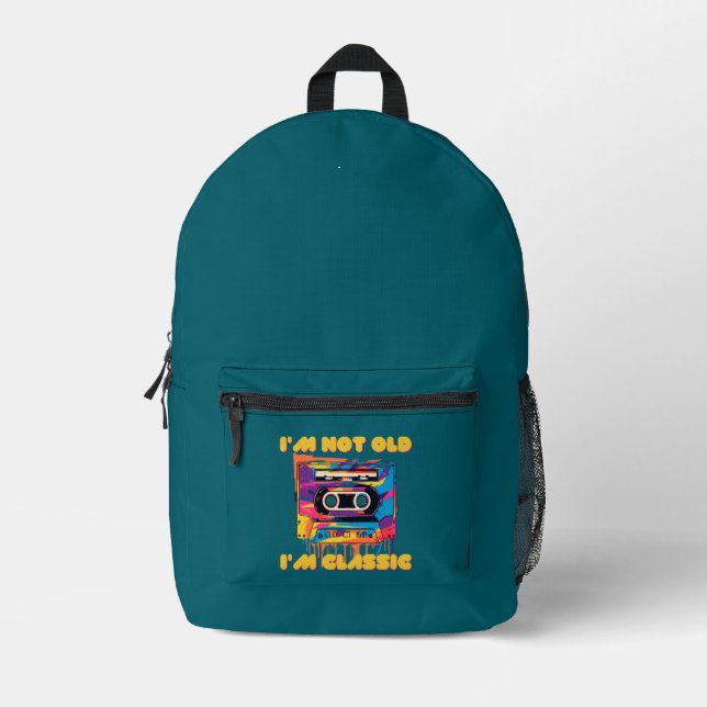I'm not old, I'm Classic, wpap, cassette Printed Backpack (Front)