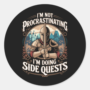 I'm Not Procrastinating Funny Side Quests Gamer 3 Classic Round Sticker