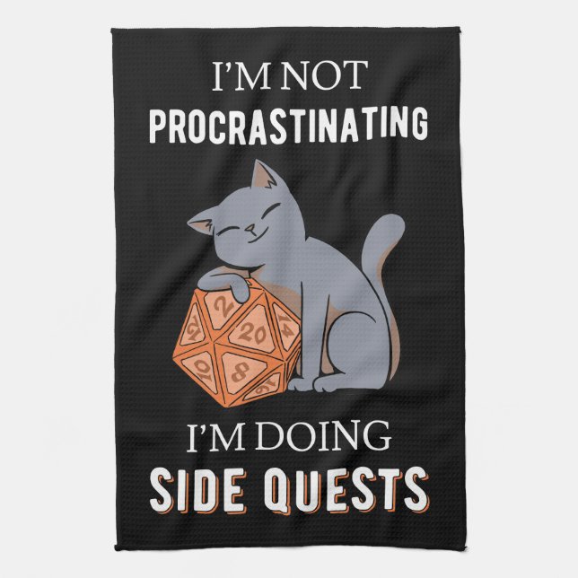 I'm Not Procrastinating I'm Doing Side Quests III Tea Towel (Vertical)