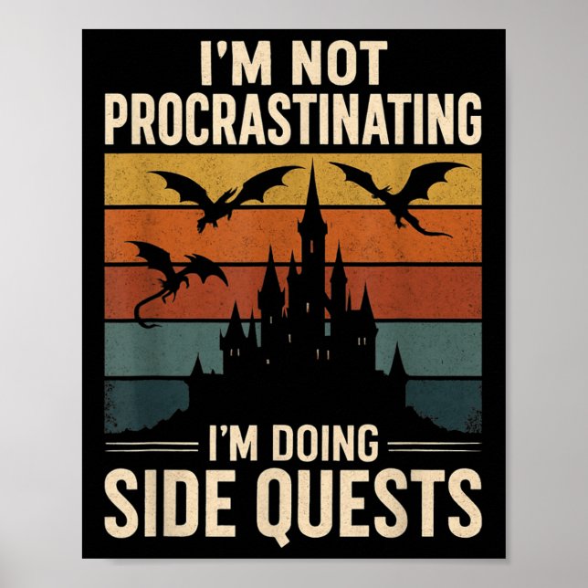 I'm Not Procrastinating I'm Doing Side Quests Retr Poster (Front)
